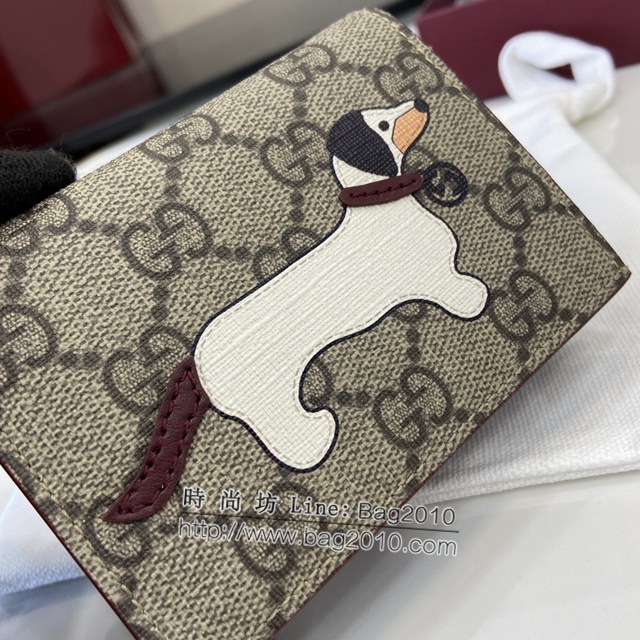 Gucci專櫃古馳最新款飾小狗細節GG迷你錢包 jh2028型號：818767